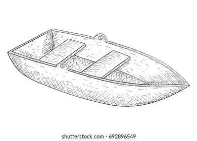 Boat. Hand drawn sketch. Vector illustration isolated on white background