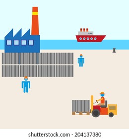 boat harbor manufacturing vector