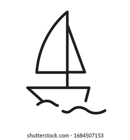 Boat, harbor, vector line icon. Outline illustration. Linear sail, yacht