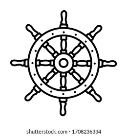 Boat helm icon vector doodle freehand illustration frigate  voyage