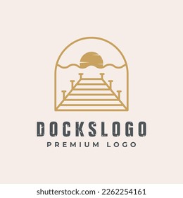 Boat hoists piers lift and docks logo design template vector illustration