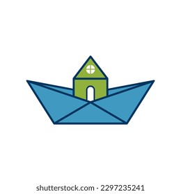 Boat Home Logo Design Vector