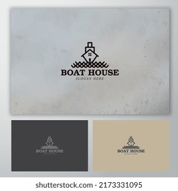 vector de dibujo del logotipo de la casa de barco