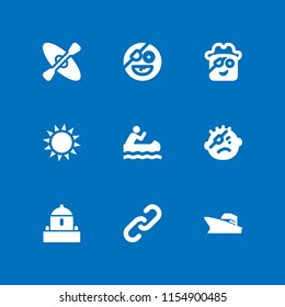 boat icon. 9 boat set with bunker, canoe racing, warship and pirate vector icons for web and mobile app