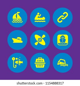 boat icon. 9 boat set with flood, kayak, carrier and sailboat vector icons for web and mobile app