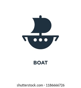 Boat icon. Black filled vector illustration. Boat symbol on white background. Can be used in web and mobile.