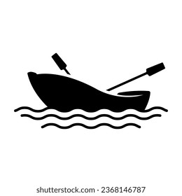 Boat icon. Black silhouette. Front side view. Vector simple flat graphic illustration. Isolated object on a white background. Isolate.