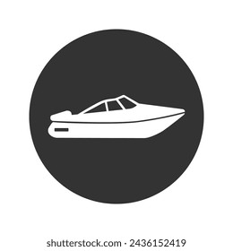 Boat icon. Black silhouette modern flat sign. Side view. Vector flat graphic illustration. The isolated object on a white background