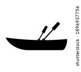 Boat icon. Black silhouette. Side view. Vector flat graphic illustration. The isolated object on a white background. Isolate.