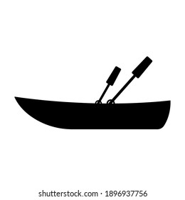 Boat icon. Black silhouette. Side view. Vector flat graphic illustration. The isolated object on a white background. Isolate.