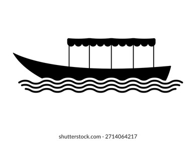 Boat icon. Black silhouette. Side view. Vector simple flat graphic illustration. Isolated object on a white background.