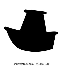 The boat icon. Black and white vector illustration for children, cartoon style
