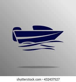Boat Icon blue on a gray background