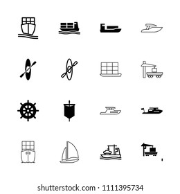 Boat icon. collection of 16 boat filled and outline icons such as helm, ship, cargo truck, cargo ship, rowing. editable boat icons for web and mobile.