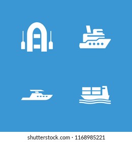 Boat icon. collection of 4 boat filled icons such as ship. editable boat icons for web and mobile.