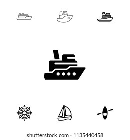 Boat icon. collection of 7 boat filled and outline icons such as ship. editable boat icons for web and mobile.