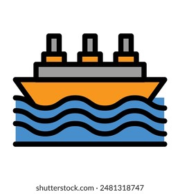 boat icon color or logo illustration outline black style	