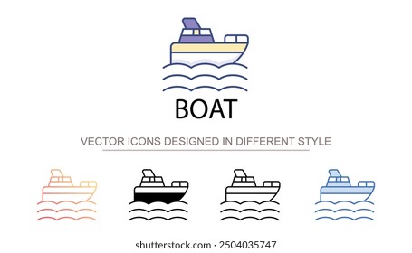 Diseño de icono de barco con fondo blanco Ilustración de stock