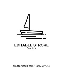 boat icon designed in line style and set with editable strokes in transport icon theme