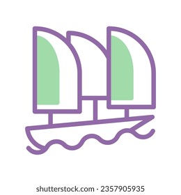 Boat icon duotone purple green summer beach illustration vector element and symbol perfect.