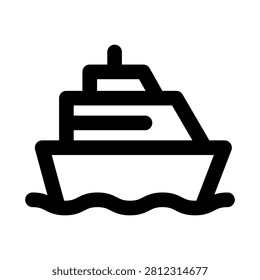 Boat icon. Editable line icon. Professional and modern outline icon vector illustration featuring a simple motorboat or small passenger watercraft floating on water in a clean design.