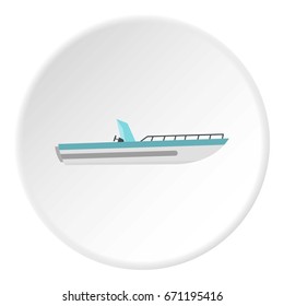 Boat icon in flat circle isolated vector illustration for web