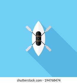 Boat icon. Flat design style modern vector illustration. Isolated on stylish color background. Flat long shadow icon. Elements in flat design.