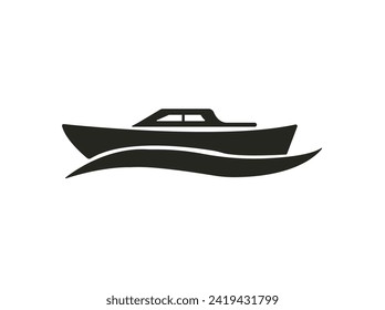 Boat icon, flat glyph style, isolated on white, clipart design template. Boats types wooden ships for ocean or marine garish vector transport for river flat illustrations color of black.