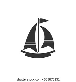 Boat icon flat. Illustration isolated on white background. Vector grey sign symbol