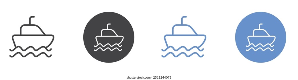 Boat icon Flat set in black and white color