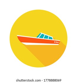 Icono de bote en estilo plano aislado en fondo blanco. Imagen del transporte de agua. Ilustración vectorial.