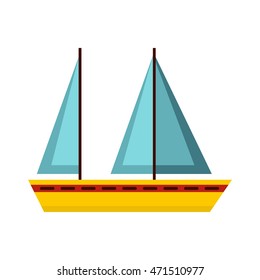 Boat icon in flat style isolated on white background. Sea transport symbol