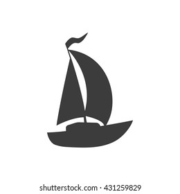 Boat icon. Flat vector illustration in black on white background. EPS 10