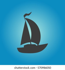 Boat icon. Flat vector illustration in black on white background. EPS 10