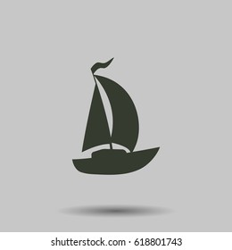 Boat icon. Flat vector illustration in black on white background.
