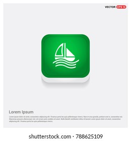 Boat Icon Green Web Button