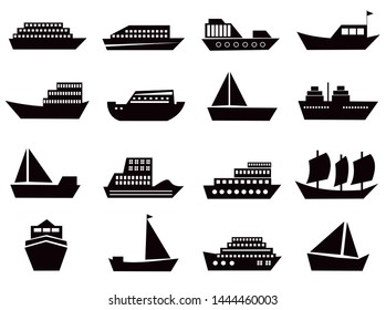 Boat icon illustration design, Set of Ship symbol vector in white background