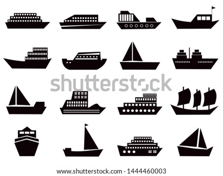 Boat icon illustration design, Set of Ship symbol vector in white background
