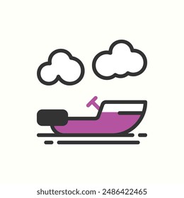 boat icon, isolated colored icon theme travel