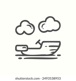 boat icon, isolated handdrawn icon theme travel