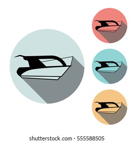 boat icon isolated vector sign symbol, on blue, red, yellow background. Transport elements. Can be used in logo, UI and web design