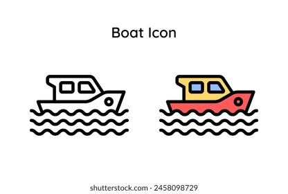 Boat icon line and line color style.