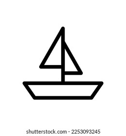 Boat icon line isolated on white background. Black flat thin icon on modern outline style. Linear symbol and editable stroke. Simple and pixel perfect stroke vector illustration