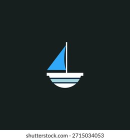 Diseño de Vector plano de logotipo de icono de barco