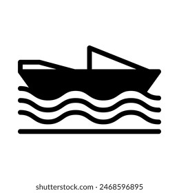 Boat icon or logo illustration outline  black filled style