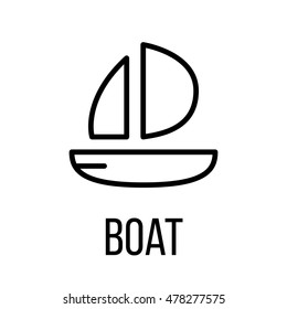 Boat icon or logo in modern line style. High quality black outline pictogram for web site design and mobile apps. Vector illustration on a white background. 