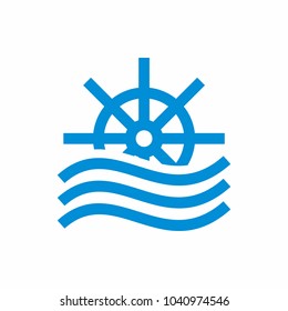 Boat Icon Logo steering wheel sailing vector