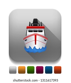 boat icon With long shadow over app button