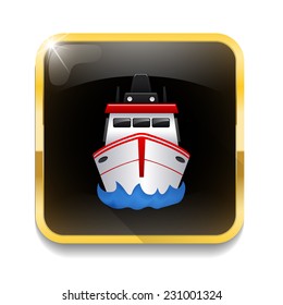 boat icon With long shadow over app button