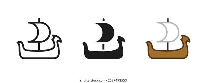 Boat icon. Maritime vessel symbol. Sailboat vector illustration. Nautical transportation sign. Ocean travel pictogram. Marine and sea concept.